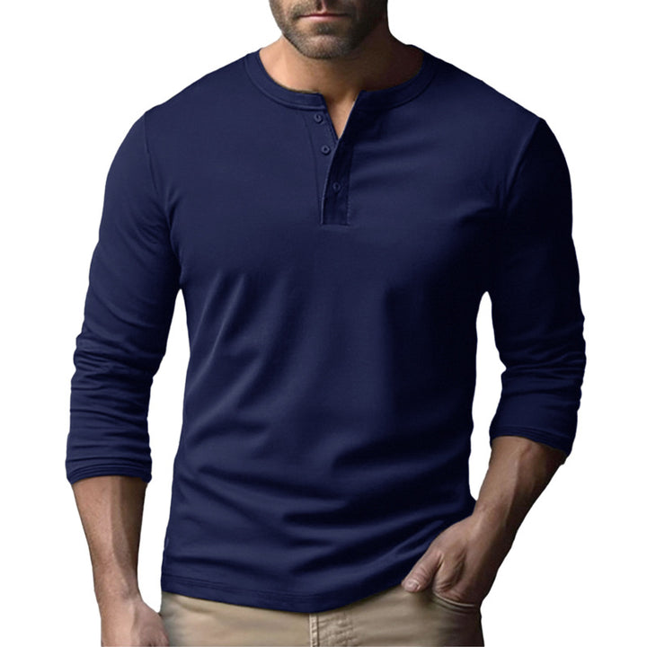 Herren Langarm-Henley-Shirt aus atmungsaktivem Baumwollmix Drune