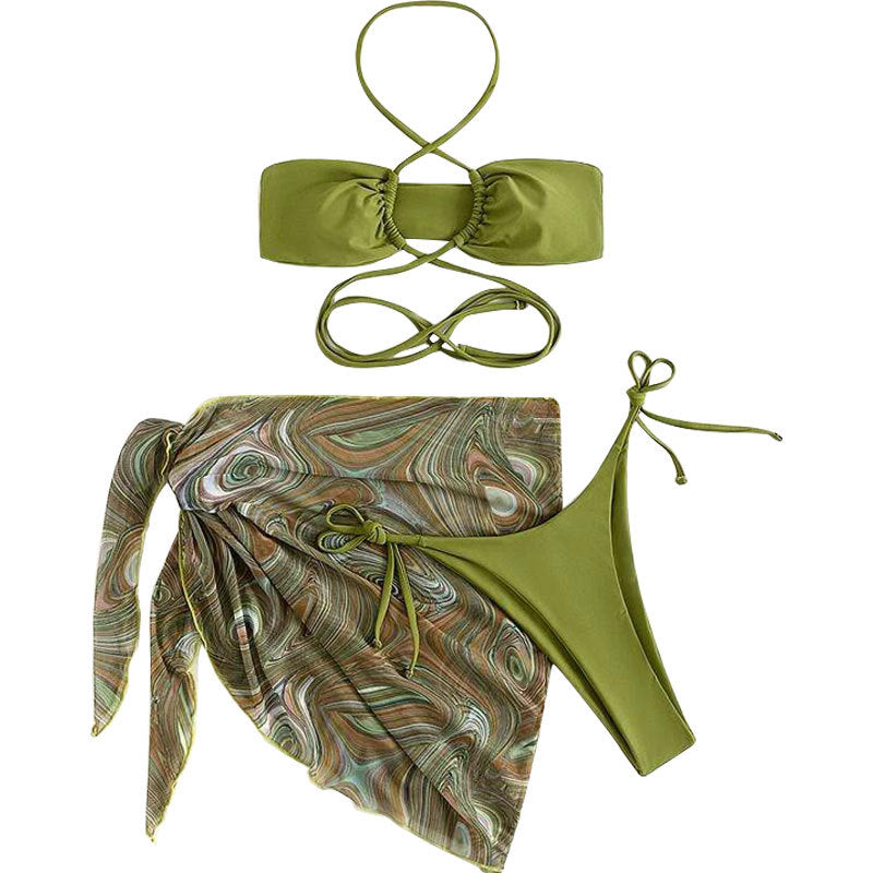 Damen Bikini-Set mit raffiniertem Wickeldesign und dekorativem Oberteil Drune