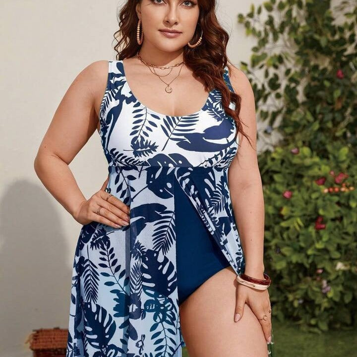 Damen Badeanzug mit floralem Überrock Drune