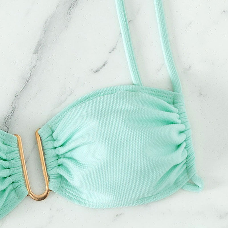 Damen Bikini-Set mit modernen Rüschendetails und elegantem goldenen Akzent Drune