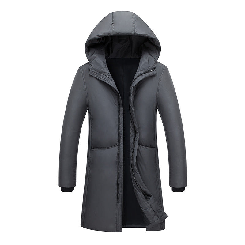 Damen lange Steppjacke mit großzügiger Kapuze und praktischen Taschen Drune