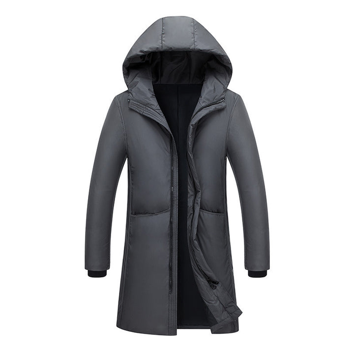 Damen lange Steppjacke mit großzügiger Kapuze und praktischen Taschen Drune