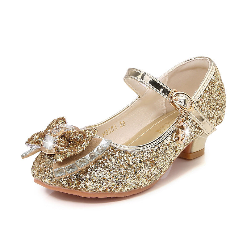 Mädchen Elegante Glitzer Ballerinas mit dekorativer Schleifen- und Strassapplikation Drune