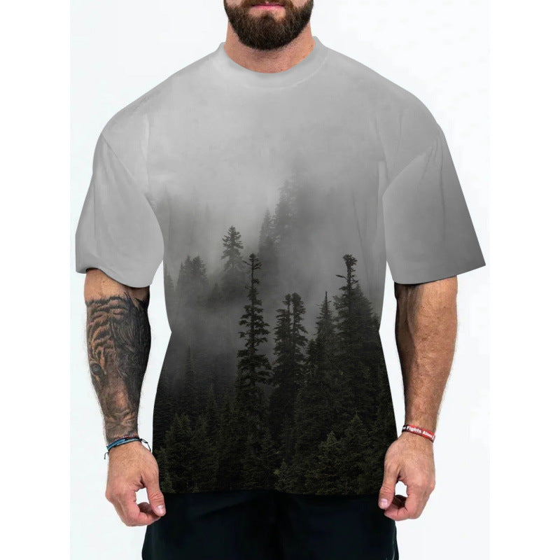 Herren Galaxy Print Kurzarm-T-Shirt Drune