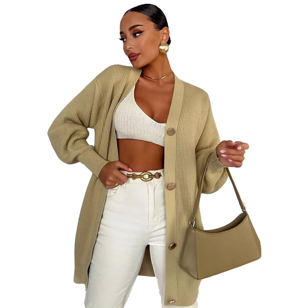 Damen Strickjacke mit oversized Schnitt und dekorativen Knöpfen Drune