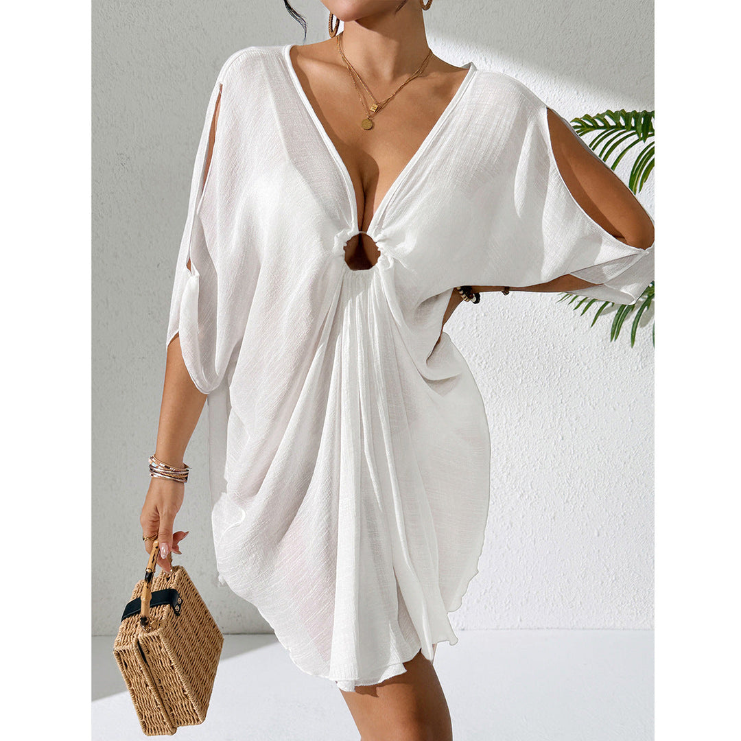 Damen Strandkleid mit tiefem V-Ausschnitt und lockerem Schnitt Drune