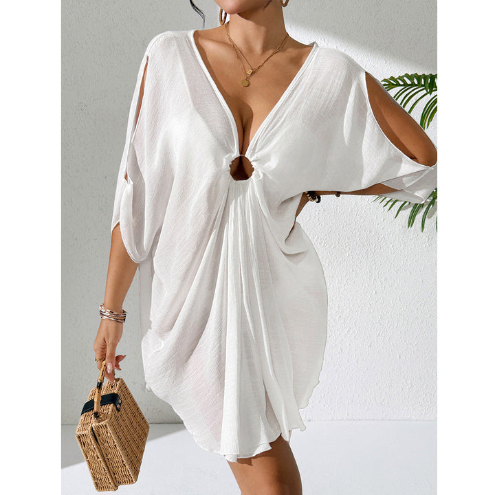 Damen Strandkleid mit tiefem V-Ausschnitt und lockerem Schnitt Drune