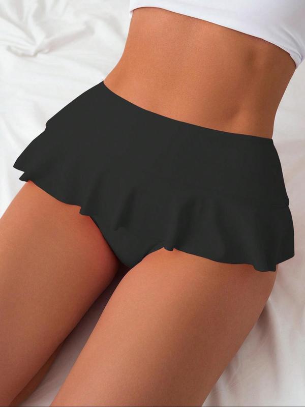 Damen Badeset mit eleganter Rüsche und hohem Taille Drune