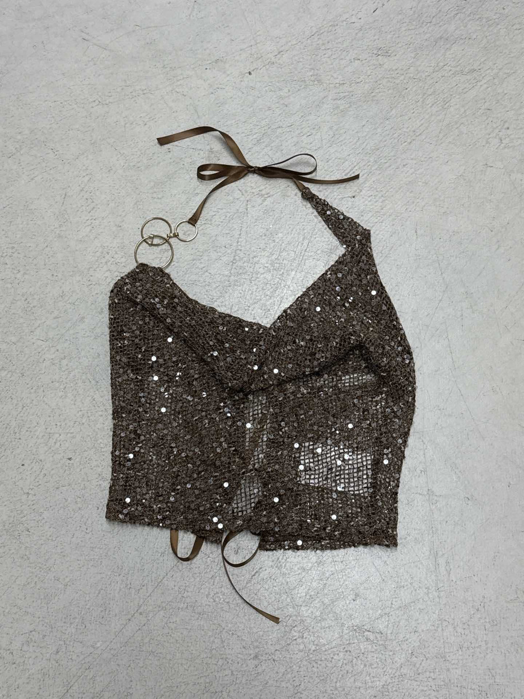 Damen Glamouröses Haltertop mit schimmernden Details Drune