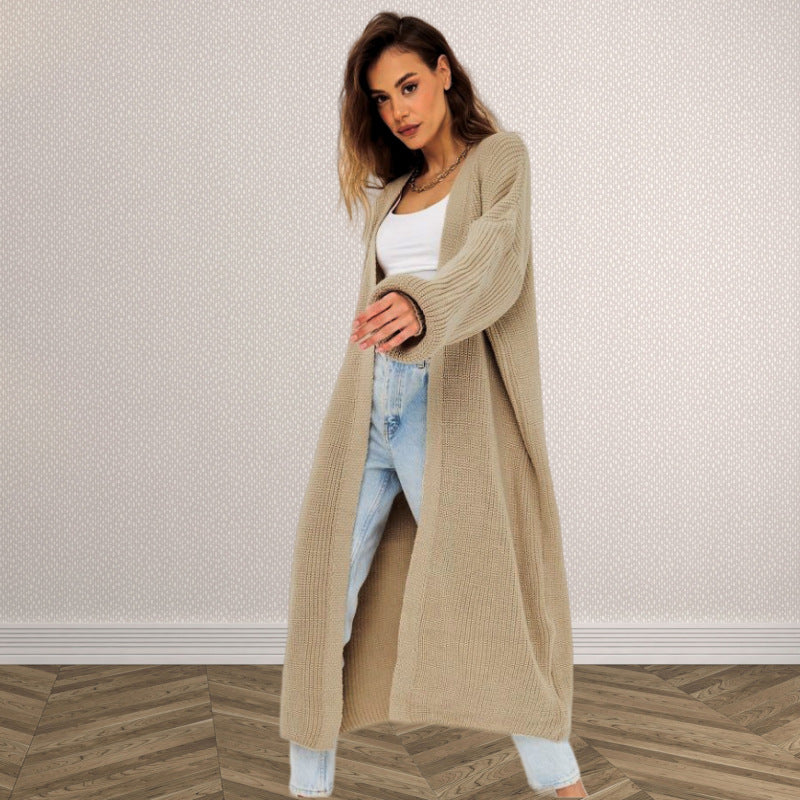 Damen Grobstrick-Cardigan mit offenem Frontdesign und tiefen Taschen Drune
