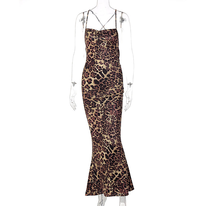 Damen Figurnahes Maxikleid mit Leopardenmuster Drune