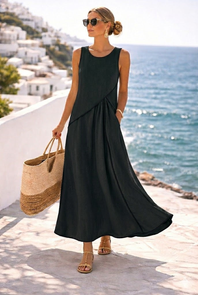 Damen Maxikleid mit fließendem Schnitt und asymmetrischem Design Drune