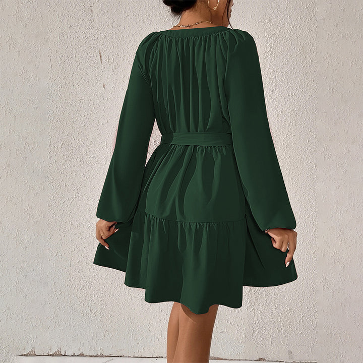 Damen Wickelkleid mit Rüschendetails und Taillengürtel Drune