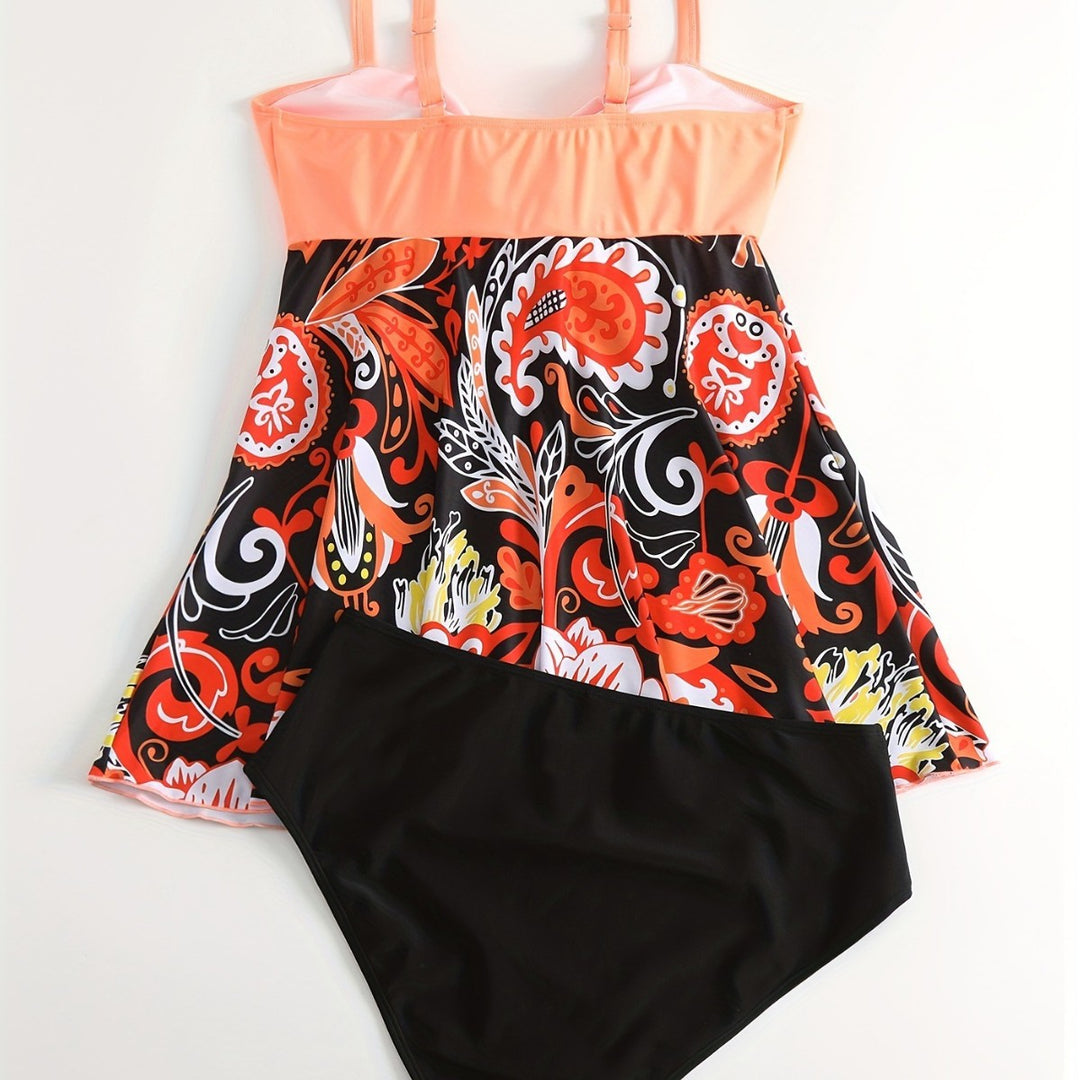 Damen Tankini Set mit verspieltem Druck und modischen Details Drune