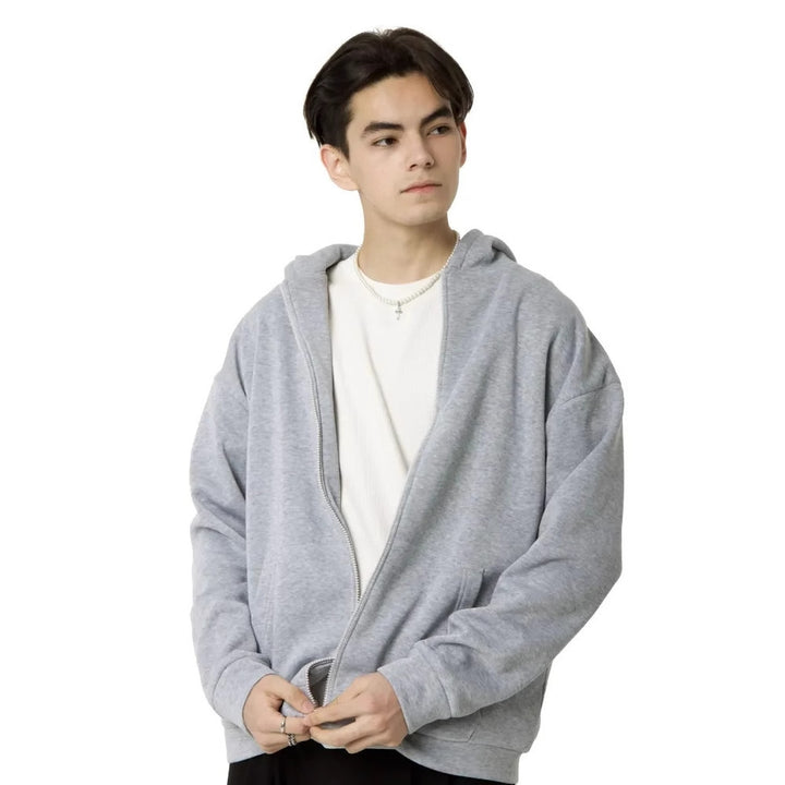 Herren nan minimalistischer Zip-Hoodie mit cleanem Oversize-Schnitt und weichem French-Terry-Futter Drune