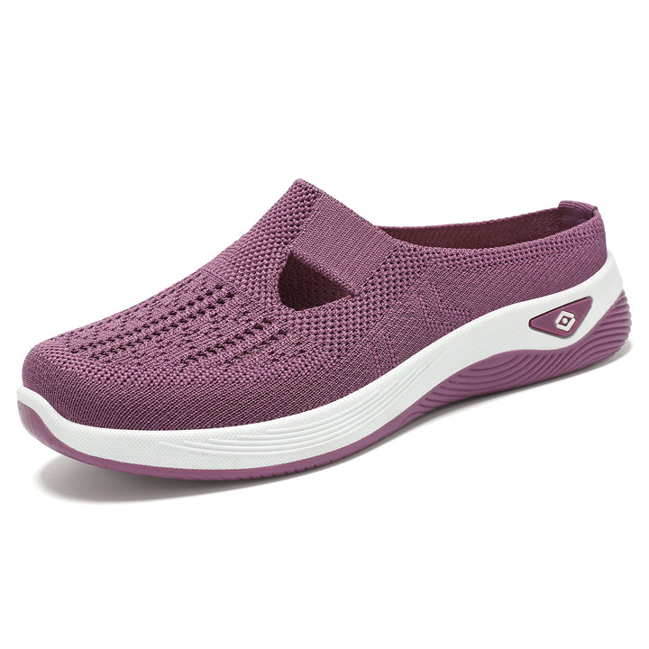 Damen nan atmungsaktive Strick-Slipper Clog mit seitlicher Cut-Out-Öffnung, dämpfender EVA- und PU-Zwischensohle Drune