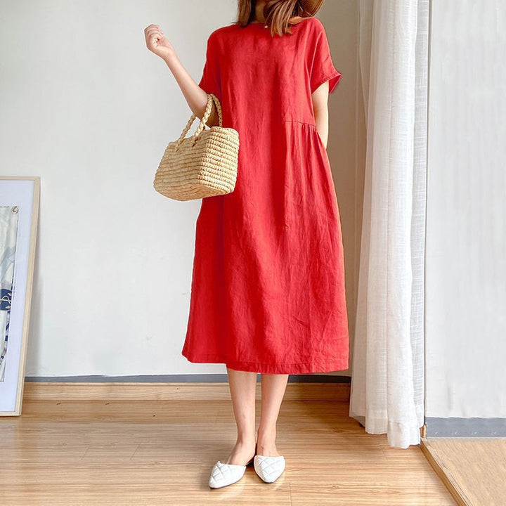 Damen Leichtes und vielseitiges Sommerkleid mit Taschen Drune
