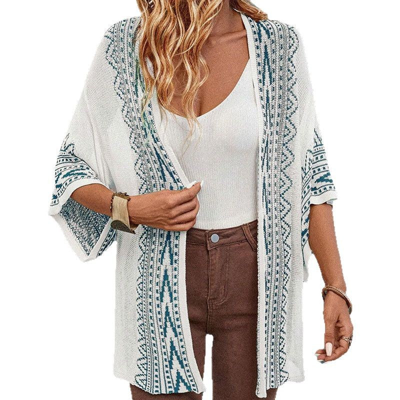 Damen Strickjacke mit originellem Ethno-Muster und weitem Schnitt Drune