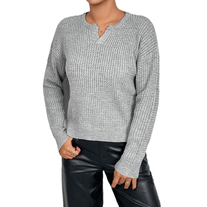 Damen Strickoberteil mit Henley-Ausschnitt und strukturiertem Muster Drune