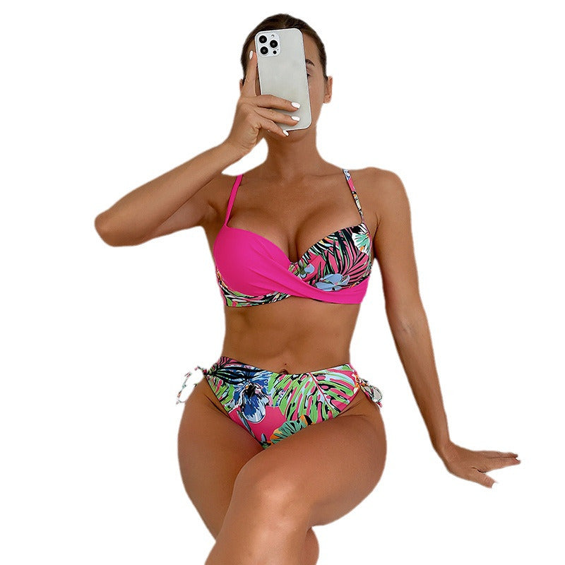 Damen Bikini-Set mit trendigem Animal-Print und elastischen Side-Ties Drune