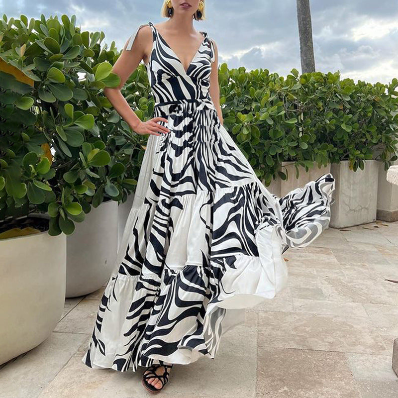 Damen Einteiler Badeanzug mit stilvollem Zebra-Design Drune