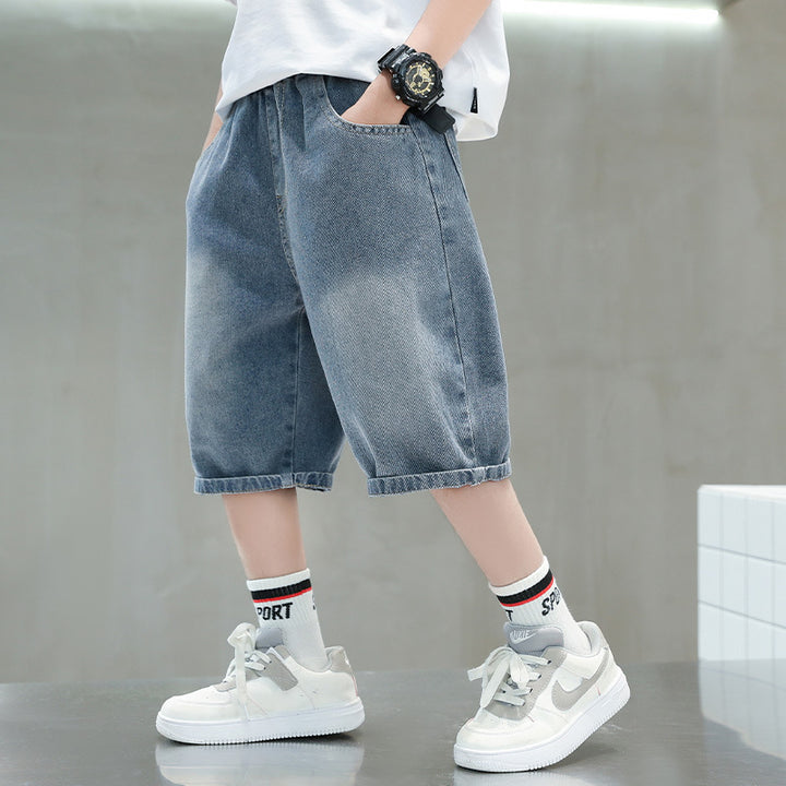 Jungen lässige Denim-Shorts mit exklusivem Stickdesign Drune