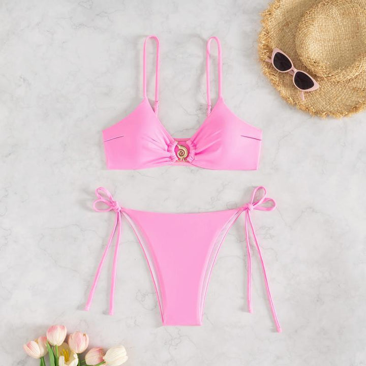 Damen Bikini-Set mit verspieltem Knoten und elegantem Gold-Detail Drune