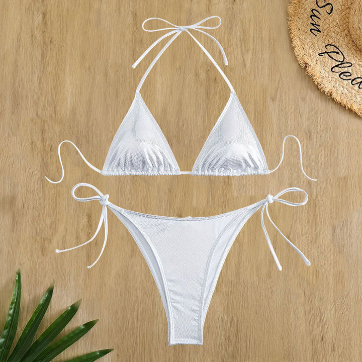 Damen Triangel-Bikini mit glänzendem Netzdesign Drune