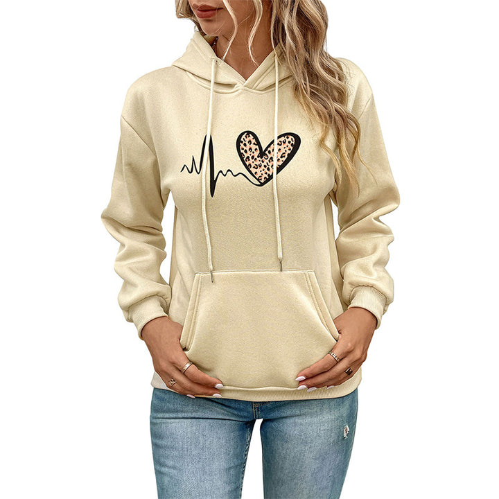 Damen Kapuzenpullover mit tierischem Herz-Design und praktischen Kängurutaschen Drune