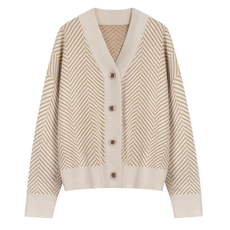 Damen Strickjacke mit modernem Zickzackmuster und kuscheligem Material Drune