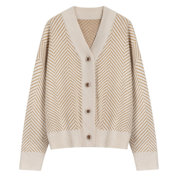 Damen Strickjacke mit modernem Zickzackmuster und kuscheligem Material Drune