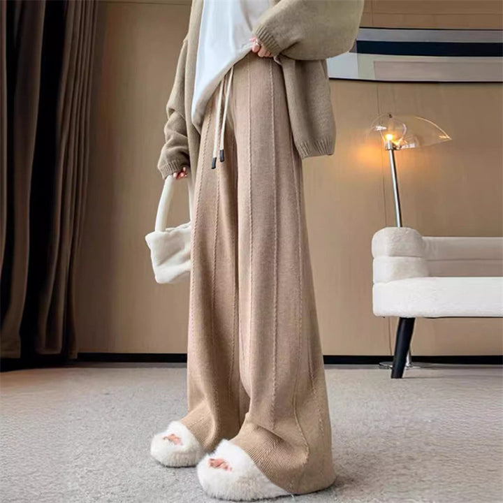 Damen Warme Palazzo-Hose mit elastischem Bund und seitlichen Taschen Drune