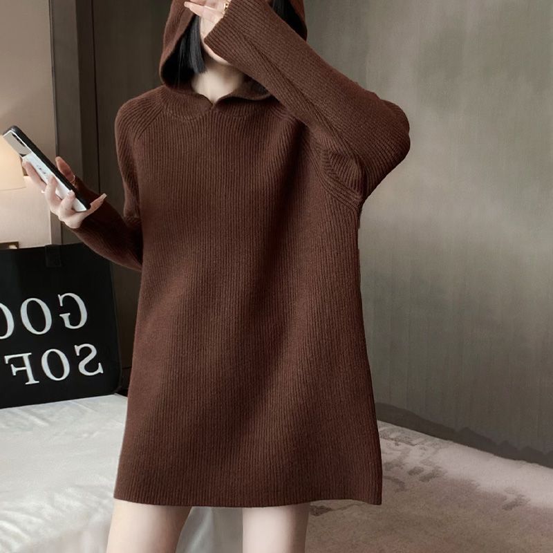 Damen Kapuzenpullover-Kleid aus weichem Strick Drune