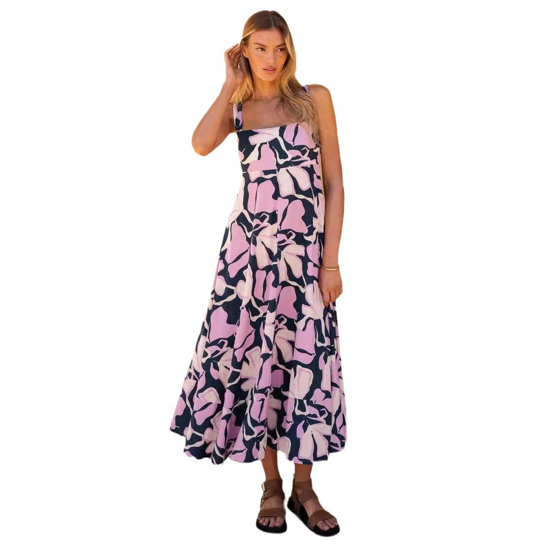 Damen Maxikleid mit lebhaftem floralem Design und schwingendem Rock Drune