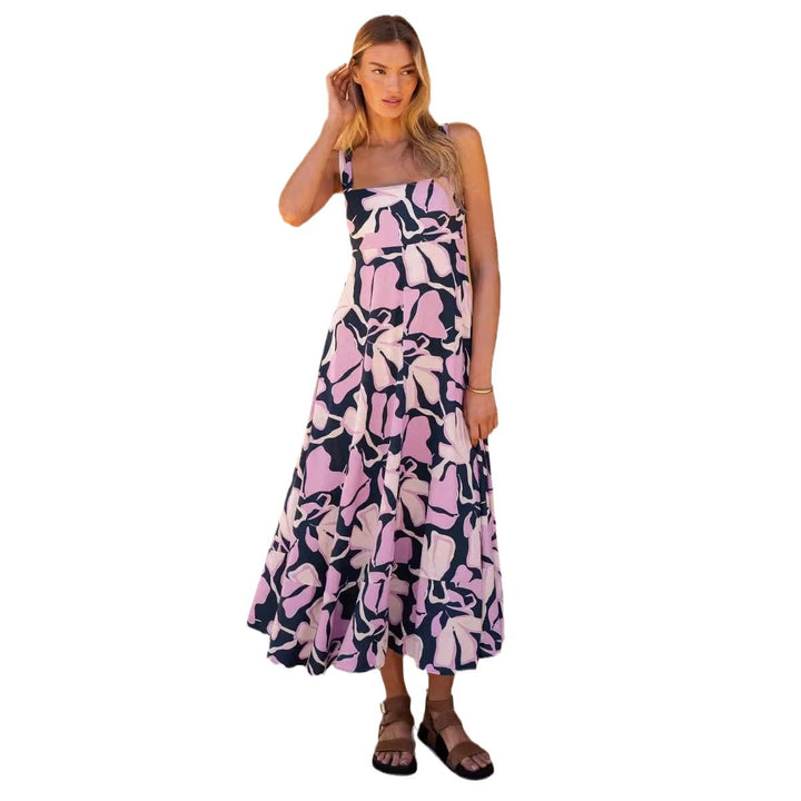 Damen Maxikleid mit lebhaftem floralem Design und schwingendem Rock Drune