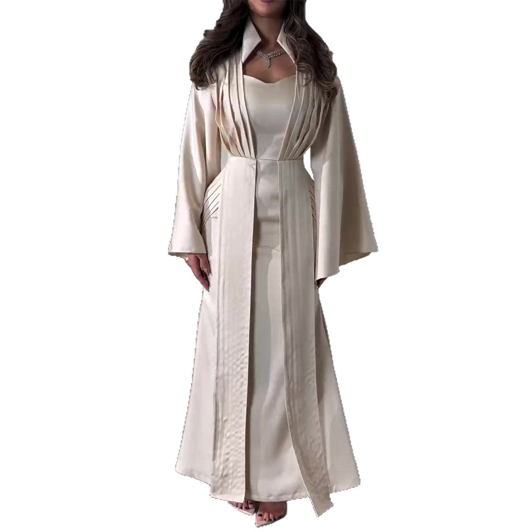 Damen elegantes Maxikleid mit schickem Taillenschnitt und luxuriösem Satinbesatz Drune