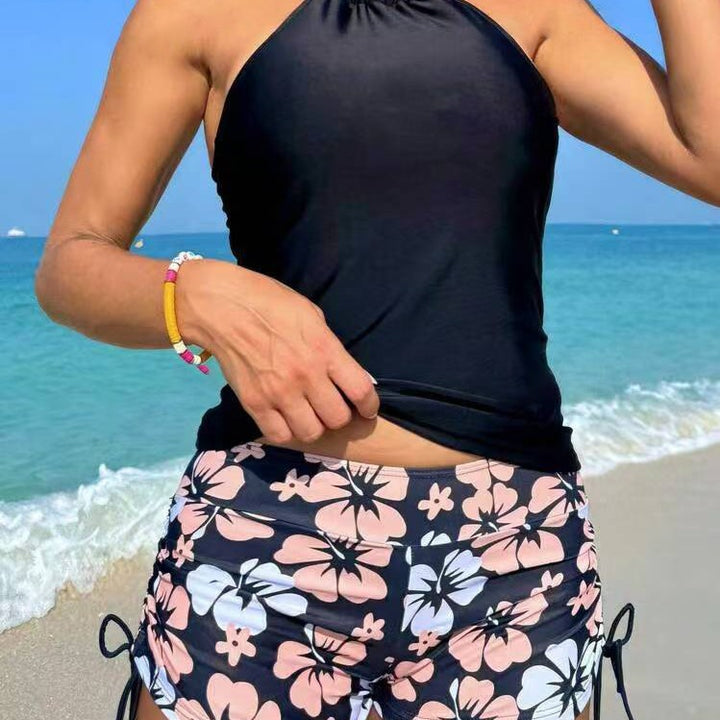 Damen Tankini-Set mit modischem Blumendruck und verstellbaren Trägern Drune