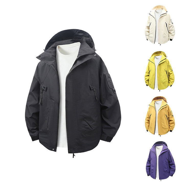 Herren funktionale Outdoor-Jacke mit verstellbarem Kapuzenbereich und zahlreichen Taschen Drune
