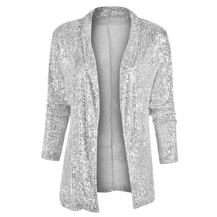 Drune | Damen Glänzender Party Blazer Mantel Pailletten