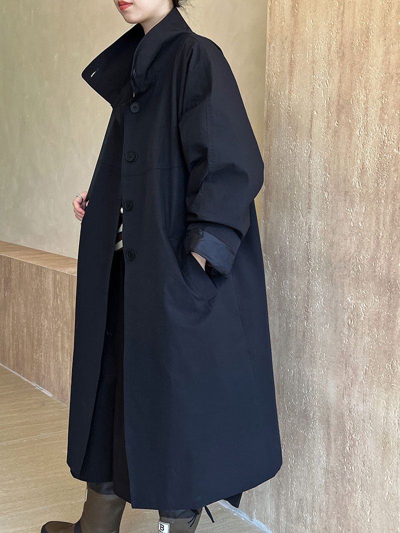 Drune | langer Trenchcoat - Minimalistisch & Entspanntes Fit - Offenes Vorderdesign - Herbst & Winter Oberbekleidung