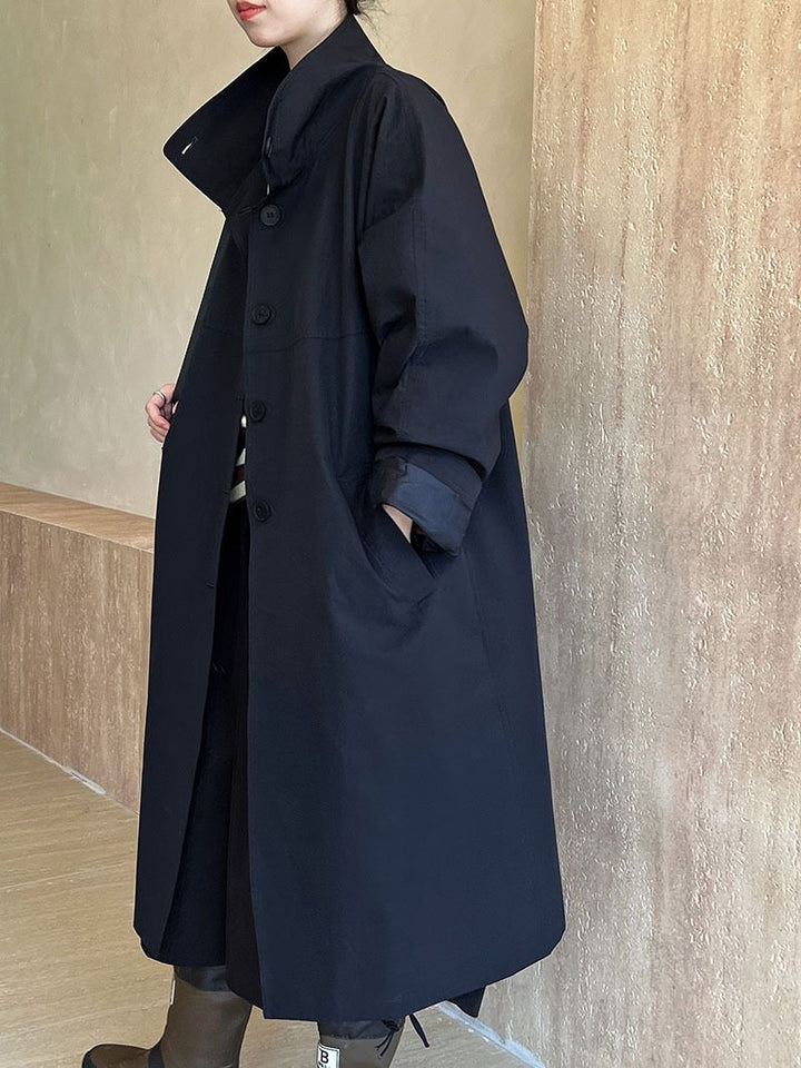 Drune | langer Trenchcoat - Minimalistisch & Entspanntes Fit - Offenes Vorderdesign - Herbst & Winter Oberbekleidung