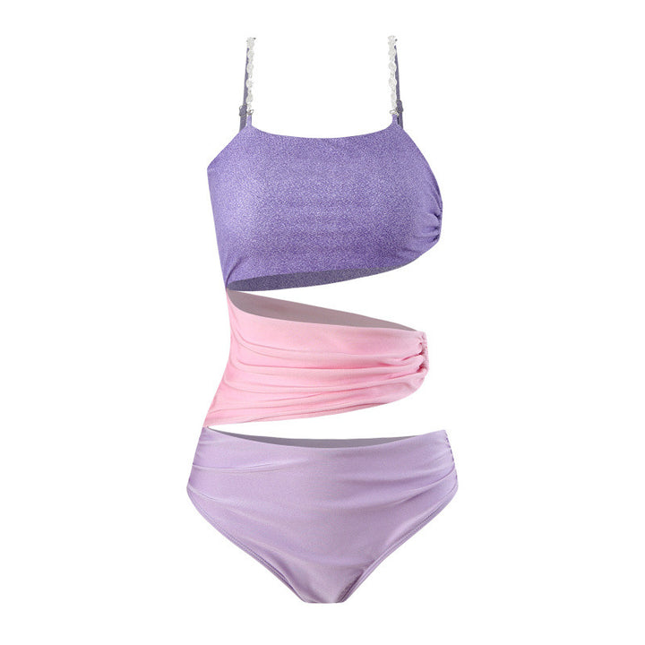 Damen Cut-Out Badeanzug mit schimmerndem Effekt und verstellbaren Trägern Drune