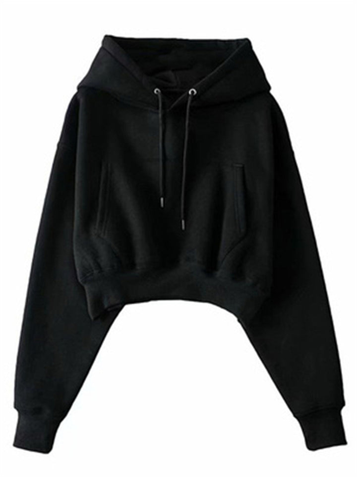 Damen lässiger cropped Hoodie mit Kängurutasche Drune
