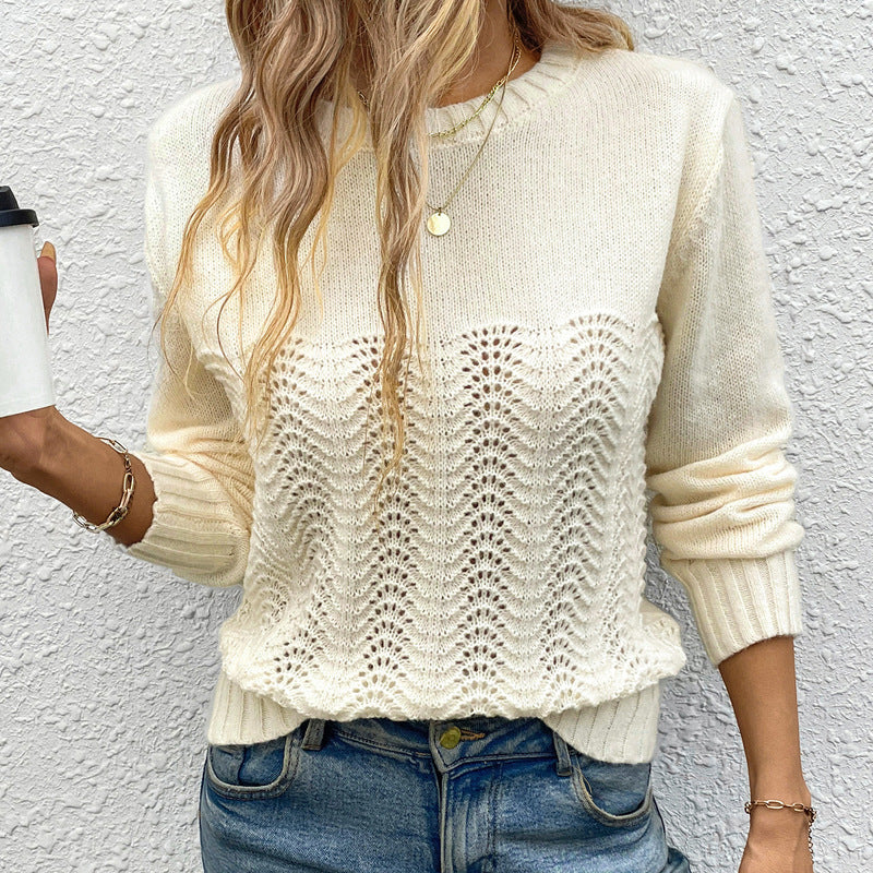 Damen Strickpullover mit raffiniertem Wellenmuster sowie hoher Flexibilität Drune