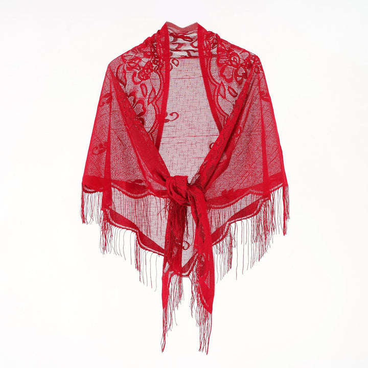 Damen Eleganter Chiffon-Schal mit kunstvollen Fransen Drune