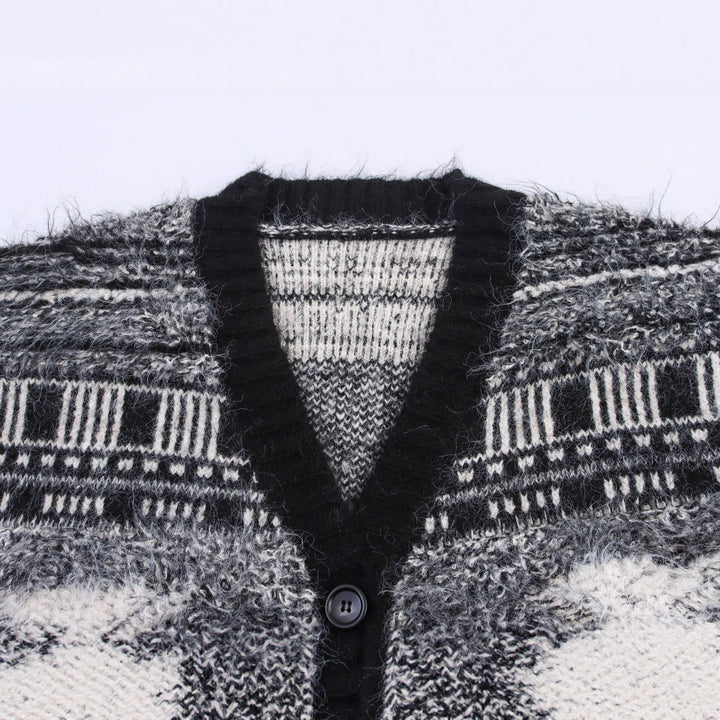 Damen Gemusterter Langarm-Cardigan mit Knopfleiste Drune