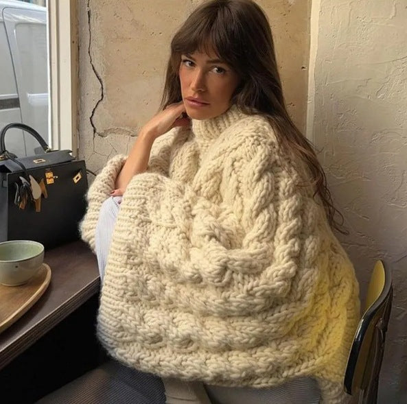 Damen Strickpullover mit lockerer Schnittführung und geflochtenem Design Drune