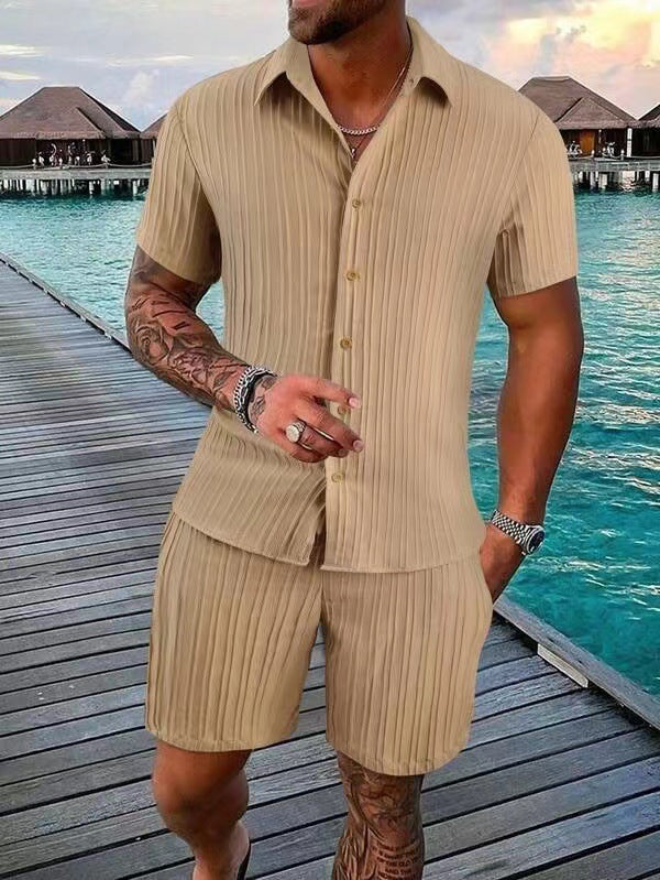 Herren atmungsaktives Sport-Set mit Kurzarm-Hemd und Shorts Drune