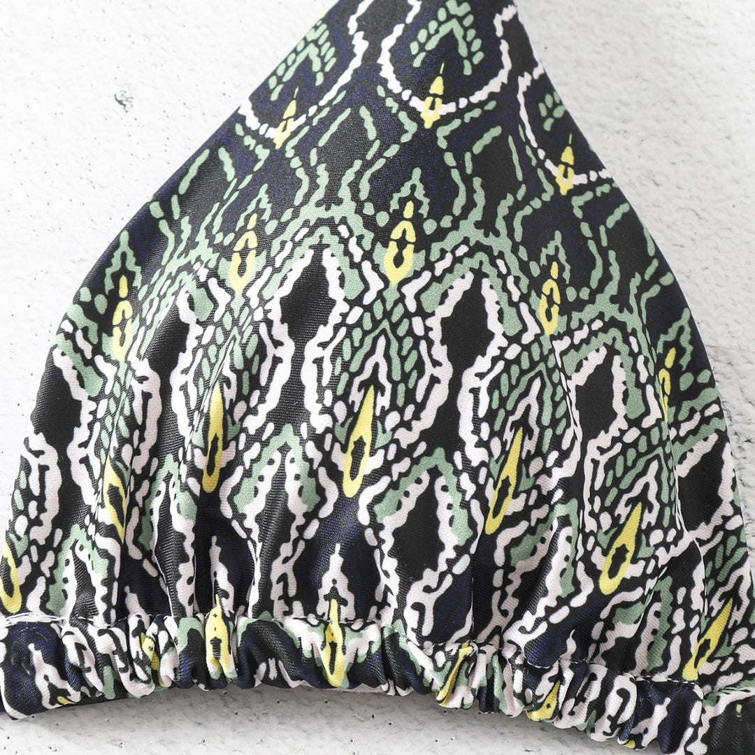 Damen Triangel-Bikini mit verspieltem Schlangenmuster Drune