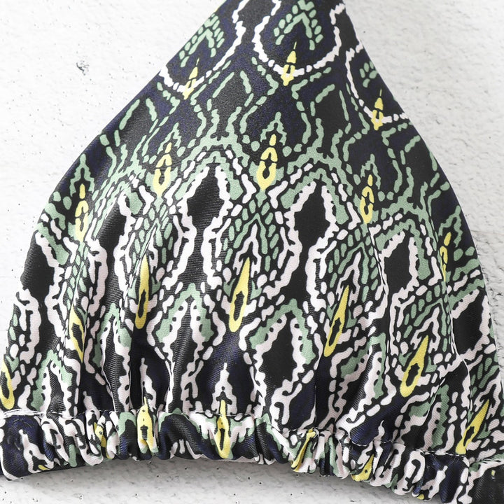 Damen Triangel-Bikini mit verspieltem Schlangenmuster Drune